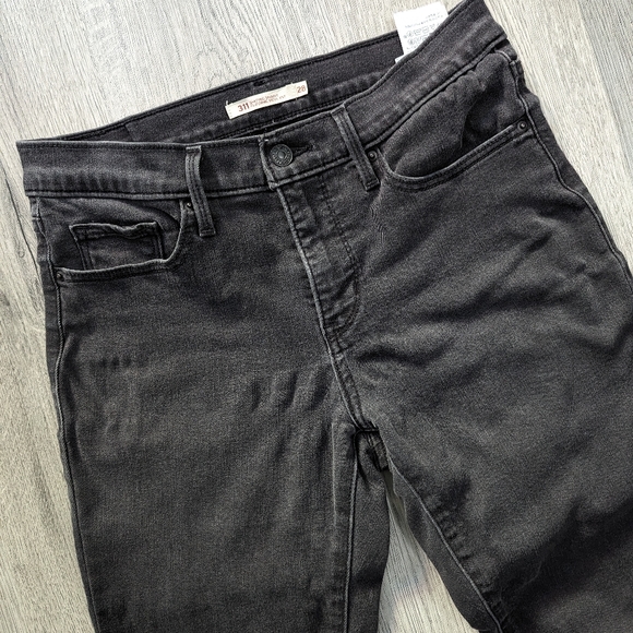 Levi's black denim 311 skinny shaping jeans size 28 alternative goth - Picture 3 of 11